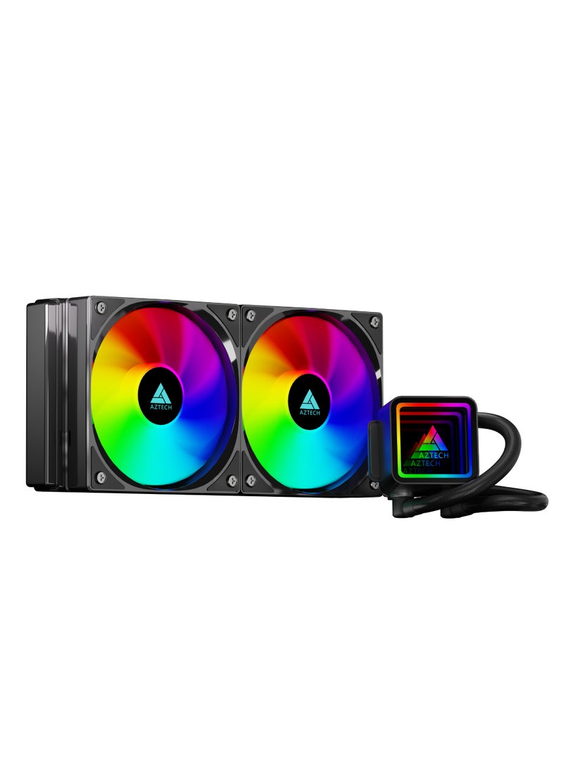AZTECH 622 240mm AIO Liquid CPU Cooler Dual PWM ARGB Fans Infinite Mirror Pump Copper Base 260W TDP High Performance Water Cooling for Gaming PC Intel LGA1700 AMD AM5 AM4 - Image 1